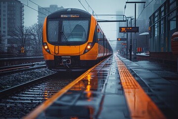 Naklejka premium tram in the city