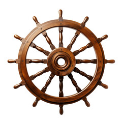 isolated illustration of a wooden ship steering wheel. Created with Generative AI