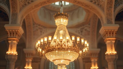 Obraz premium Enter the Enchanting World of Ramadan with a Majestic Crescent Moon Illuminating the Night