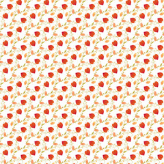 Small flowers pattern with leaves in vector.