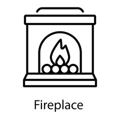 Fireplace Fireplace  Icon vector, Such Line sign as autumn, Submission of autumn icons. Vector Computer Isolated Pictograms for Web on White Background Editable Stroke stock illustration