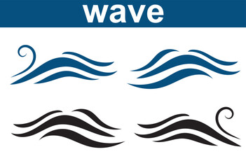 Sea wave icon set. Water logo, line ocean symbol in vector flat. Water outline symbol. Sea and Ocean signs 