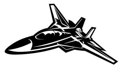 Fototapeta na wymiar Illustration of the F-35 military low-observable aircraft. Bomber. Military aviation. War. Airspace defense. Air show. Black and white isolated isolated flying fighter jet. 