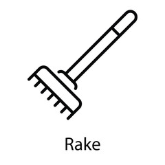 Rake Icon vector, Such Line sign as autumn, Submission of autumn icons. Vector Computer Isolated Pictograms for Web on White Background Editable Stroke stock illustration