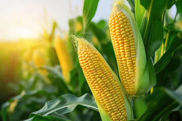 Fototapeta premium corn on the cob in field