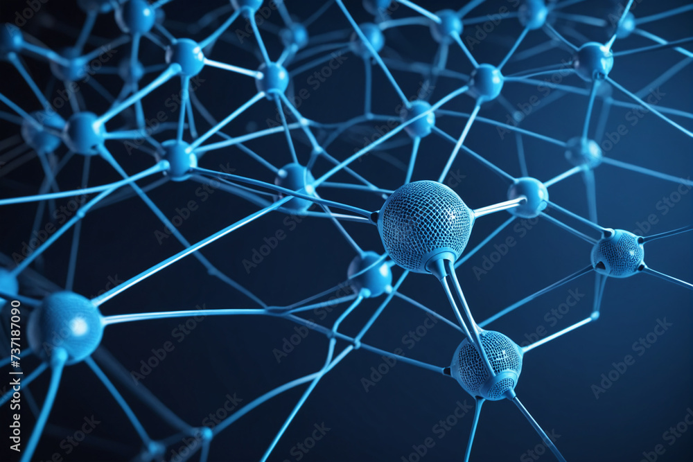Poster smart network and connection concept. blue, futuristic digital style. 3d render