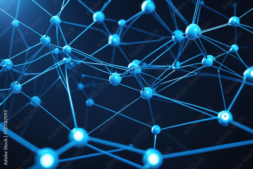 Aufkleber smart network and connection concept. blue, futuristic digital style. 3d render