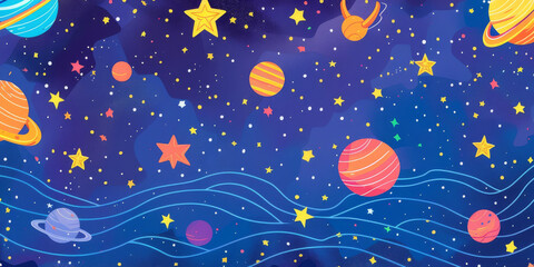 space theme art background, space galaxy on blue background