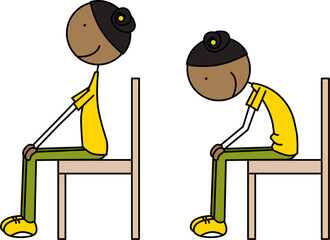 Cartoon vector illustration of a girl exercising - chair cow cat pose