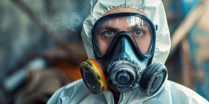Protective Measures Taken By Biohazard Engineer During Chemical Leak In Industrial Setting
