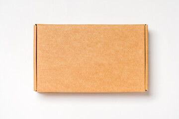 Green Packaging Solution: Cardboard Container Seen from Above isolated on white Background