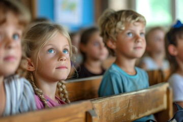 Engaged European Children Actively Participating In A School Lesson