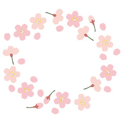 Fototapeta na wymiar シンプルな桜の円フレーム