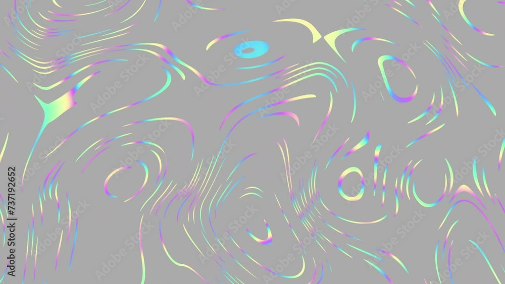 Poster distorted neon glowing lines abstract background on black background. 4k loop