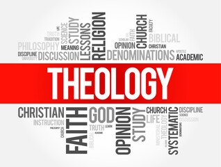 Theology word cloud collage, religion concept background