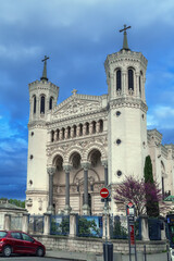 Fototapeta premium Basilica of Notre-Dame de Fourviere, Lyon, France
