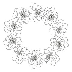 Flower frame. Coloring page for adults and children.