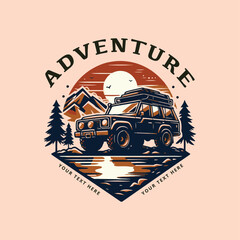 adventure jeep outdoor vector illustration logo © studio