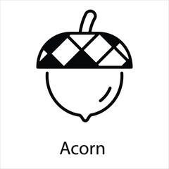 Acorn  Icon vector, Such Line sign as autumn, Submission of autumn icons. Vector Computer Isolated Pictograms for Web on White Background Editable Stroke stock illustration