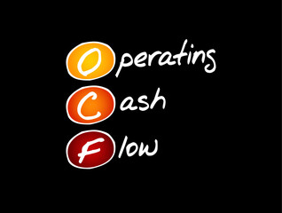 OCF Operating Cash Flow - measure of the amount of cash generated by a company's normal business operations, acronym text concept background