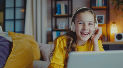 girl using laptop for online learning study