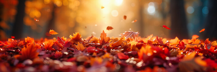Autumns Palette: A Scenic Display of Colorful Leaves, Embracing the Transition of Seasons in Nature