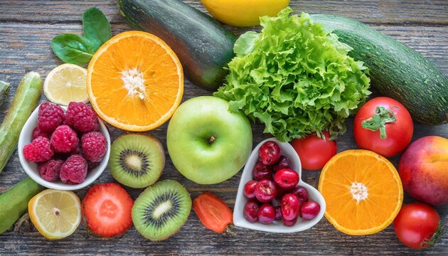 fresh organic fruits and vegetables healthy diet is the basis of strong immunity
