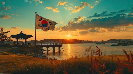 Greeting Card and Banner Design for South Korea Independence Movement Day Background - obrazy, fototapety, plakaty
