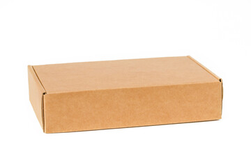 Green Box: Side Shot of Cardboard Container on white Background