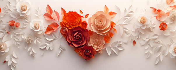 Gradient of Affection: A Heart Shaped Array of Roses on a Light Background