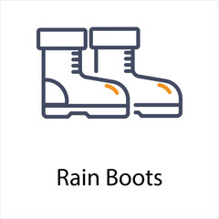 Rain Boots Icon vector, Such Line sign as autumn, Submission of autumn icons. Vector Computer Isolated Pictograms for Web on White Background Editable Stroke stock illustration