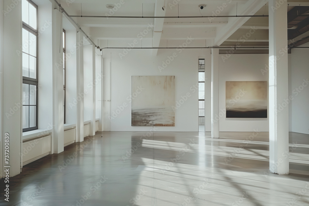 Poster empty art gallery interior. background image. created with generative ai technology
