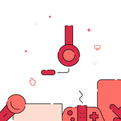 Headset, call center filled line icon, simple vector illustration