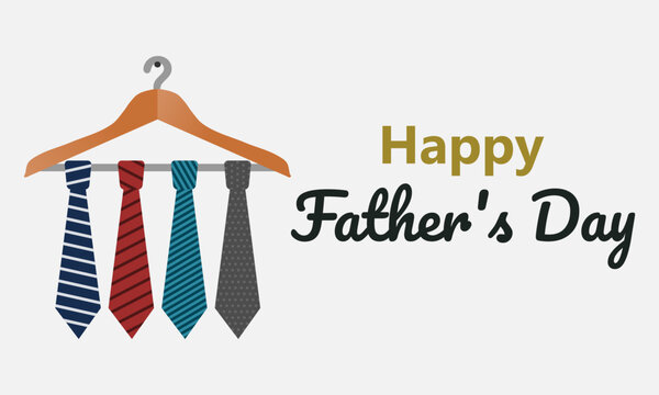 Happy father's day concept. Different ties on hanger. Vector illustration.