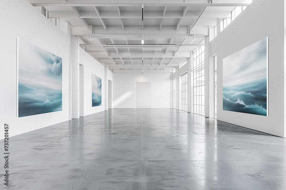 Poster empty art gallery interior. background image. created with generative ai technology