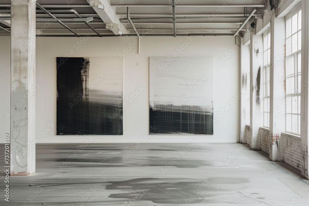 Poster empty art gallery interior. background image. created with generative ai technology