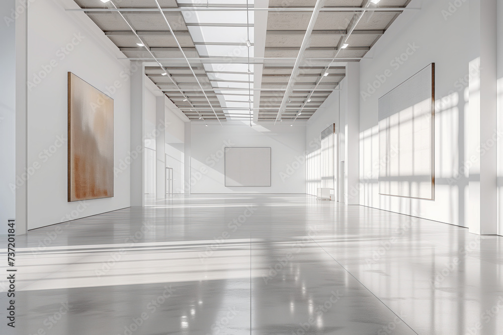 Poster empty art gallery interior. background image. created with generative ai technology
