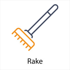 Rake Icon vector, Such Line sign as autumn, Submission of autumn icons. Vector Computer Isolated Pictograms for Web on White Background Editable Stroke stock illustration