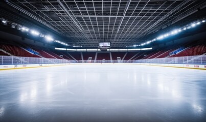 The Silent Glow of a Desolate Hockey Rink in the Night