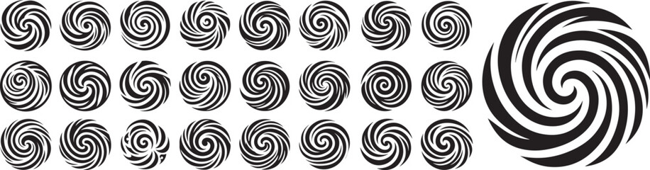 decorative water swirls, black and white vector set laser cutting engraving