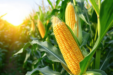 Fototapeta premium corn on the cob in field