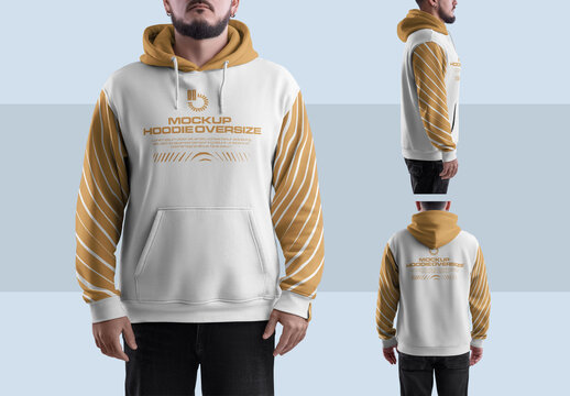 3 Mockups of the Oversize Hoodie Male