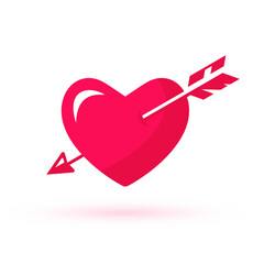 Heart pierced with arrow. Valentine's Day. Lovestruck, vector symbol.