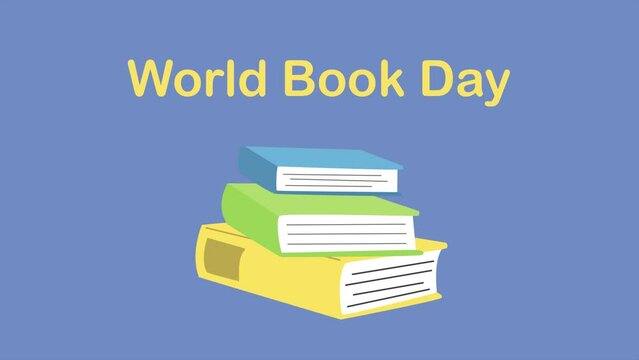 Animated video showing world book day concept. Full length animation illustration. High quality 4k footage. 