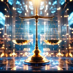 scale of justice in digital world, Ai Generated