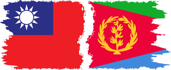Eritrea and Taiwan grunge flags connection vector