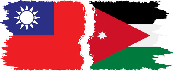 Jordan and Taiwan grunge flags connection vector