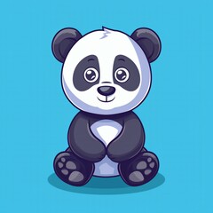 Cute panda logo, flat design, cartoon character.
