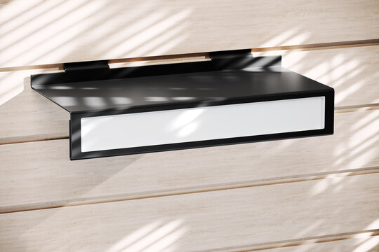 Metal shelf talker mockup. 3D rendering