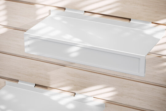 Retail shelf with advertising mockup. 3D rendering